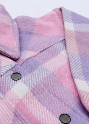 Розово-фиолетовая теплая рубашка для девушек 116 см, 122 см, 128 см2 фото