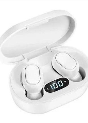Беспроводные bluetooth наушники с микрофоном в кейсе e7s, white