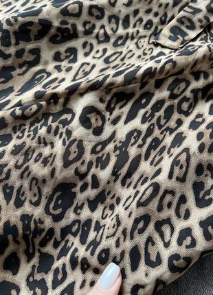 Легкое платье миди леопардовое платье миди шифоновое платье4 фото
