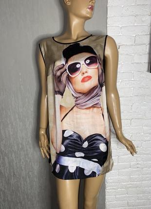 Туника в крутой принт удлиненная блуза ничевина,xl