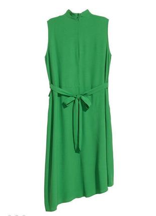 Зеленое платье миди h&amp;m с оборками.3 фото