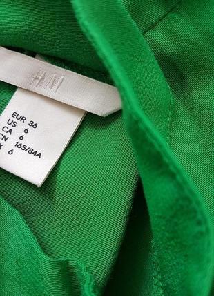 Зеленое платье миди h&amp;m с оборками.6 фото