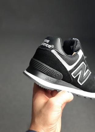 Женские кроссовки new balance 574 black whiteque беланс черного с белым цветами4 фото