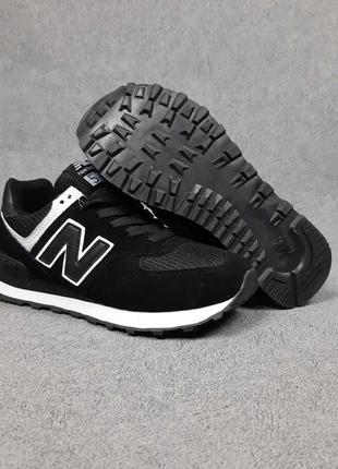 Женские кроссовки new balance 574 black whiteque беланс черного с белым цветами7 фото