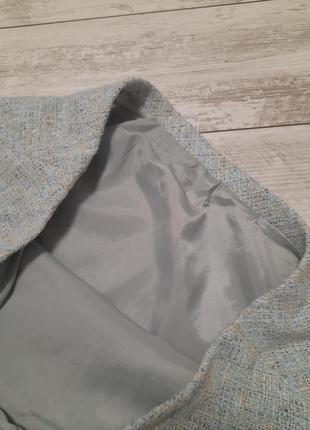 Твидовая расклешенная юбка трапеция, ткань рогожка4 фото