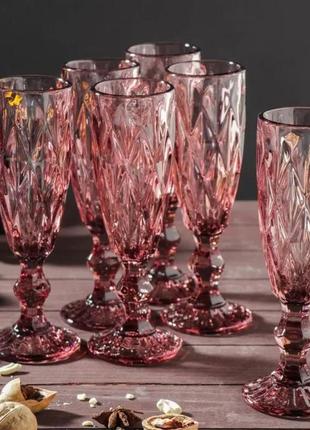 9008/2805 dl набор бокалов для шампанского a-plus 150 мл 6 шт purple red5 фото