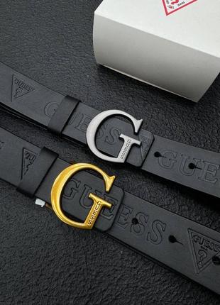 Ремень пояс женский кожаный чёрный в стиле guess / ремень пасок женский кожаный черный в стиле guess