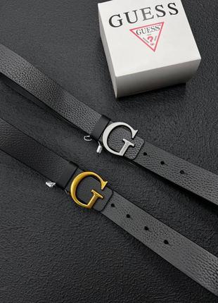 Ремень пояс женский кожаный чёрный в стиле guess / ремень пасок женский кожаный черный в стиле guess