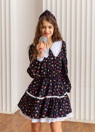 Платье детское, подростковое, цветочное, нарядное, с длинным рукавом2 фото