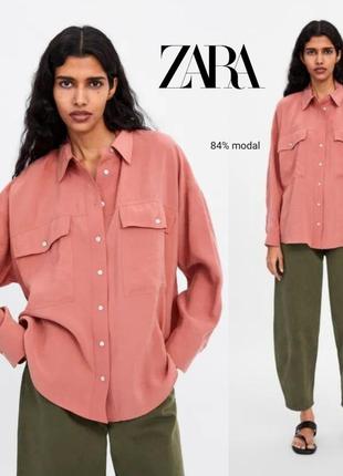 Zara сорочка крою оверсайз кольору "лосося"