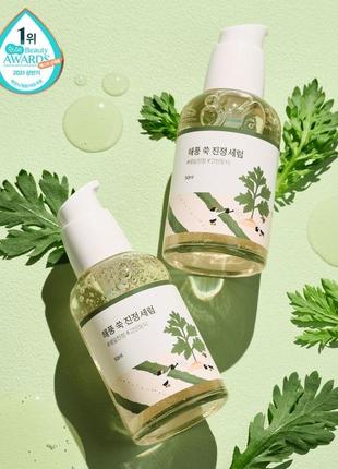 Успокаивающая сыворотка с полином round lab mugwort calming serum, 50 ml, раунд лаб, серум, ампула4 фото