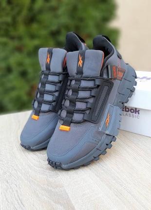 Мужские кроссовки reebok zig kinetica edge grey orange реброк серого с оранжевым цветами