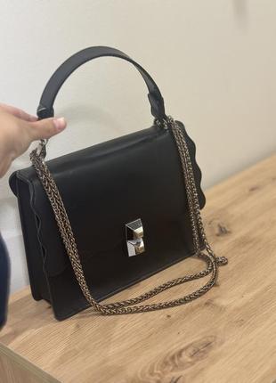 Чорна шкіряна сумка, клатч