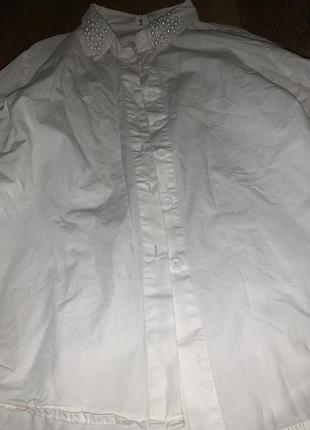 Очень красивая белая рубашка с воротником жемчуга4 фото