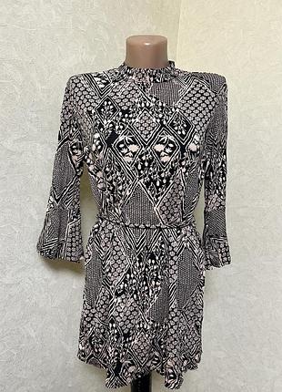 Бежева сукня туніка квітковий геометричний принт абстракція george