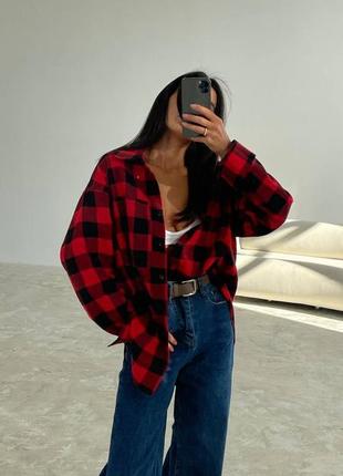 Стильна сорочка в клітинку (чорний + червоний)