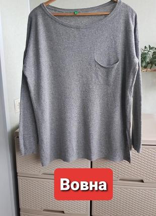 Шерстяной свитер серый джемпер пуловер united colors of benetton m1 фото