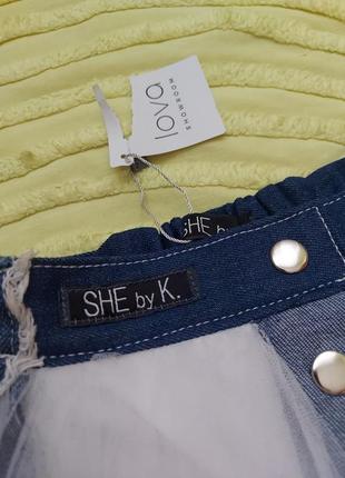 Юбка s с фатином + джинс, комбинированная, новая sshe.by k7 фото