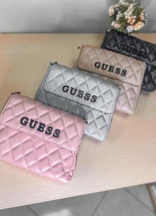 Сумка женская guess, розовая (гесс, клатч, маленькая, кожаная, сумочка, кошелек, рюкзак)3 фото