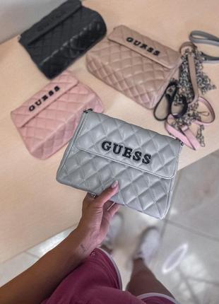 Сумка женская guess, серая (гесс, клатч, маленькая, кожаная, сумочка, кошелек, рюкзак)1 фото