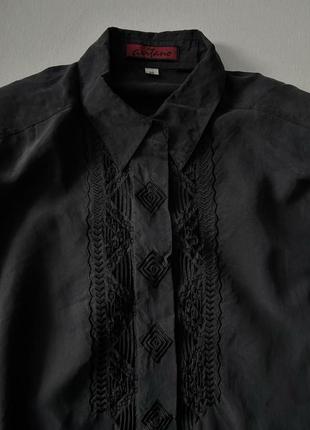 Шелковая винтажная блузка с вышивкой avitano italy1 фото