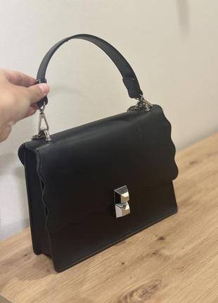 Чорна шкіряна сумка, клатч