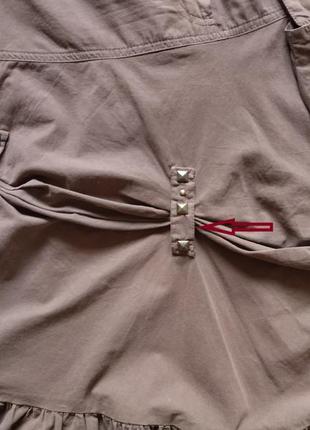 Котоновая асимметричная юбка с карманчиком sisline7 фото