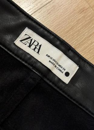 Zara юбка кожаная черная s-m высокая посадка5 фото