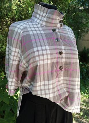 Блуза рубашка в клетку брендовая free people стильная с горлышком необычная винтаж кроп