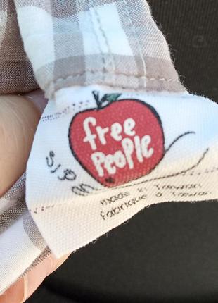 Блуза рубашка в клетку брендовая free people стильная с горлышком необычная винтаж кроп8 фото