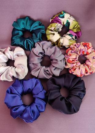 Ретро гумки для волосся scrunchie, тканинні стрічки, з тканини, вінтаж6 фото