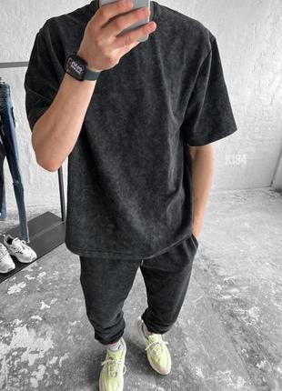 Темно сірий спортивний костюм футболка штани3 фото