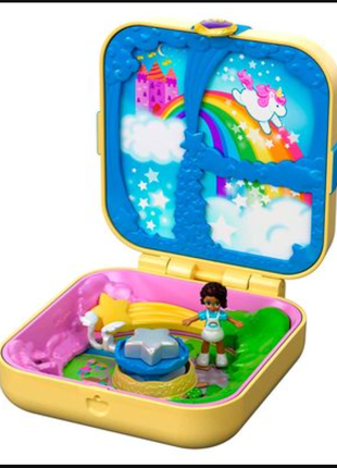 Набор polly pocket желтый секретные городки, домик и кукла