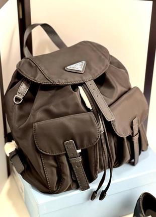 Рюкзак черный тканевый брендовый в стиле prada