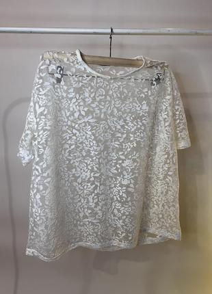 Блуза топ белый цвет прозрачная стильная оверсайз atmosphere размер s