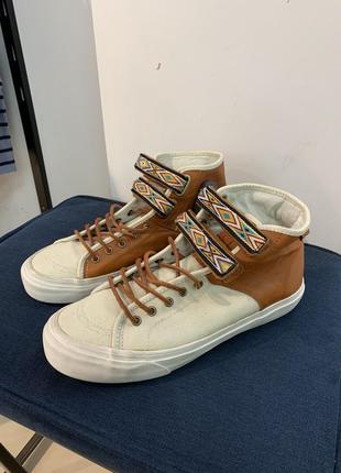 Кожаная канвасовые высокие кроссовки кеды на липучке taka hayashi x vault vans th priz hi lx sk8-hi visvim kapital nigel cabourn 42 27 см