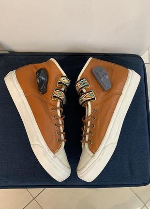 Кожаная канвасовые высокие кроссовки кеды на липучке taka hayashi x vault vans th priz hi lx sk8-hi visvim kapital nigel cabourn 42 27 см3 фото