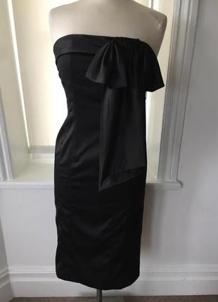 Atmosphere атласное чёрное платье бюстье без бретелей1 фото
