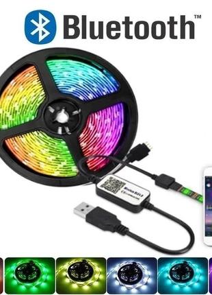 Світлодіодна стрічка 5050 rgb 5м від usb 5v з bluetooth (управління через телефон)