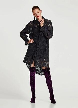 Zara туніка сукня сорочка гіпюрова3 фото