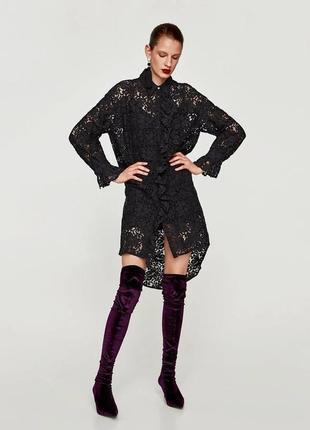 Zara туніка сукня сорочка гіпюрова5 фото