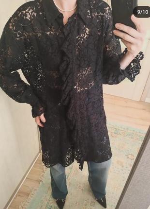 Zara туніка сукня сорочка гіпюрова6 фото