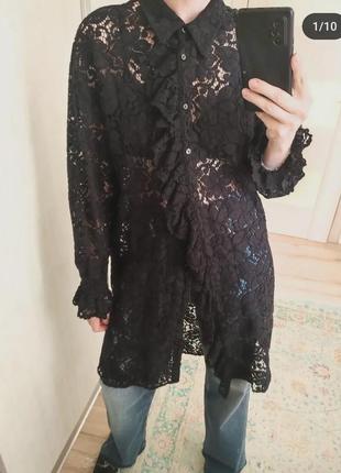 Zara туніка сукня сорочка гіпюрова8 фото