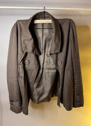 Плащ пальто короткий оверсайз коричневый цвет стильный. с горловиной осень размер s