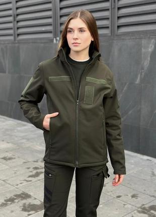 Куртка женская тактическая softshell демисезонная на флисе shadow хаки ветровка софтшелл весенняя осенняя2 фото