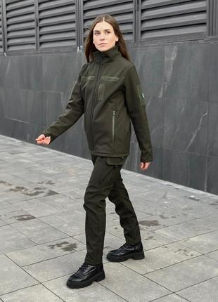 Куртка женская тактическая softshell демисезонная на флисе shadow хаки ветровка софтшелл весенняя осенняя5 фото