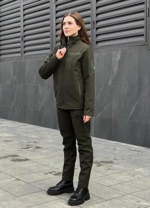 Куртка женская тактическая softshell демисезонная на флисе shadow хаки ветровка софтшелл весенняя осенняя4 фото