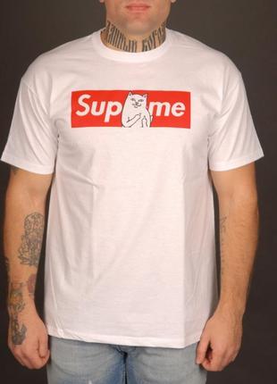 Біла футболка supreme c ripndip