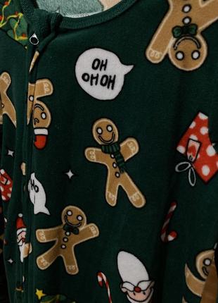 Человечек слип пижама зеленый праздничный новогодний велюровый мягкий4 фото