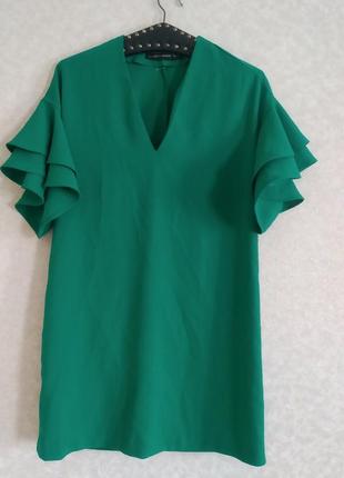 Сукня 💚на 8 марта зеленая воланы zara